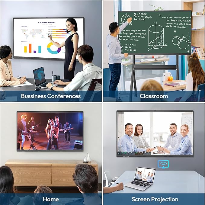 YIXZSWD Smart Board, 55 Inch Interactive Whiteboard 4K Touchscreen Built in