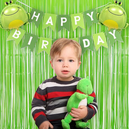 BRAVESHINE Pastel Green Streamers Party Backdrop Decoration - Tinsel Curtain Foil Fringe Backdrop for Birthdays/Dinosaur/Lime Green Frog Theme/Wizard/Christmas Decorations - 3.2ft X 8.2ft