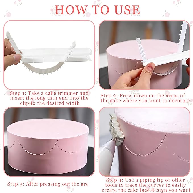 4PCS Cake Arch Guide Tool, Adjustable Fondant Cake Arc Ruler, Practical Baking