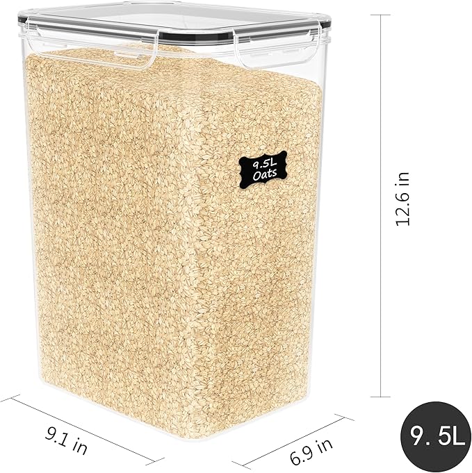 2 PC Flour Sugar Storage Containers (9.5L | 321 Oz) Extra Large Food Storage Containers with Lids - Airtight Leakproof BPA FREE Flour Container for Rice, Cereal, Sugar
