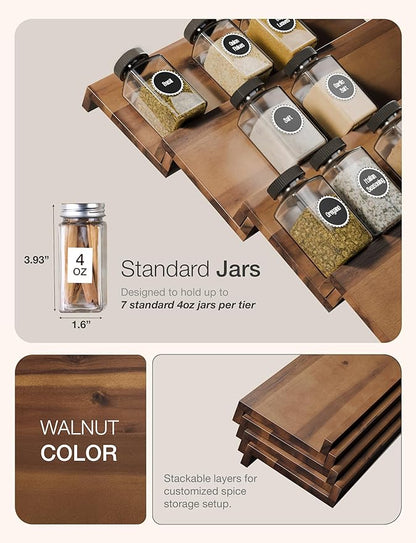 Tinamo Acacia Wooden Spice Rack Organizer