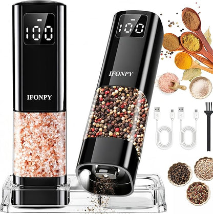 Upgraded Larger Capacity Electric Salt and Pepper Grinder Set Rechargeable