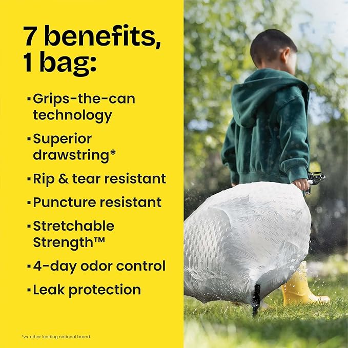 Glad ForceFlex Tall Kitchen Drawstring Trash Bags, 13 Gal, Fragrance Free