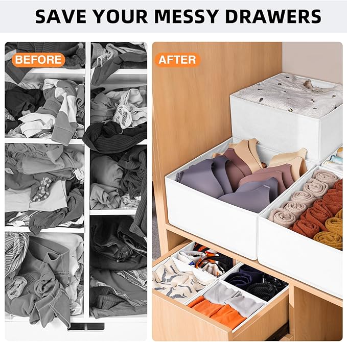 【FAMILY PACK】Drawer Organizer Clothes, 20 Pack Dresser Organizer Bins