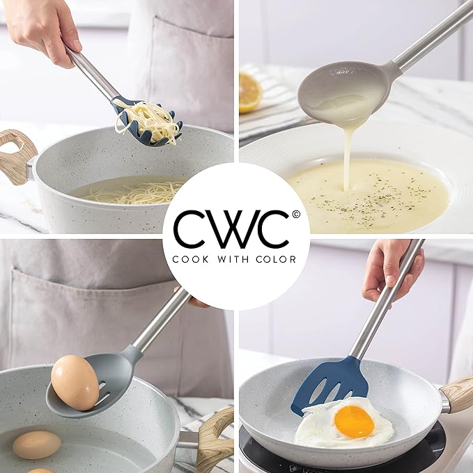 COOK WITH COLOR Silicone Cooking Utensils, Kitchen Utensil Set, Cooking Utensils