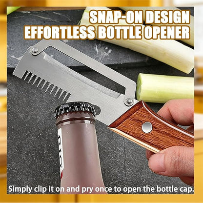 2 Pack MultiFunctional Vegetable Peeler, 3 in 1 Multi Functional Wooden Handle