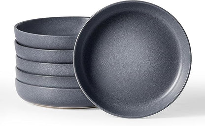 famiware Milkyway 33 oz Bowl Set, Pasta Bowls Set of 6, Salad Bowls Perfect for Your Friend for Housewarming, Thanksgiving, Christmas, Matte Dark Charcoal
