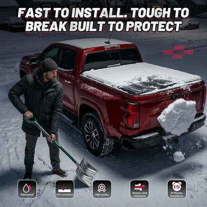BDFHYK Hard Tri Fold Tonneau Cover Fits Toyota Tundra 2022-2026 5.5 ft/5.6 ft Bed, Waterproof Hard Folding Truck Bed Cover with Anti-Theft Lock, Easy Install Bed Cover for Camping and Work Trucks