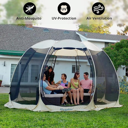 Alvantor Pop Up Screen Tent House Room Instant Outdoor Camping Canopy Sun Shelter Gazebo for Patio, Backyard & Deck, Privacy Tent(2-10 People, 8'x8' 10'x10' 12'x12')