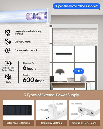 Kincmo Motorized Blinds with Remote, 100% Blackout Motorized Roller Shades Work
