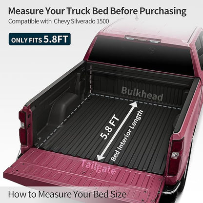 OEDRO Low-Profile Hard Quad-Fold Tonneau Cover Compatible with Chevy Silverado/GMC Sierra 1500 New Body Style 2019-2026 5.8ft Bed w/o Multi-Flex Tailgate, One-Handed Quick Release, Drainage Design