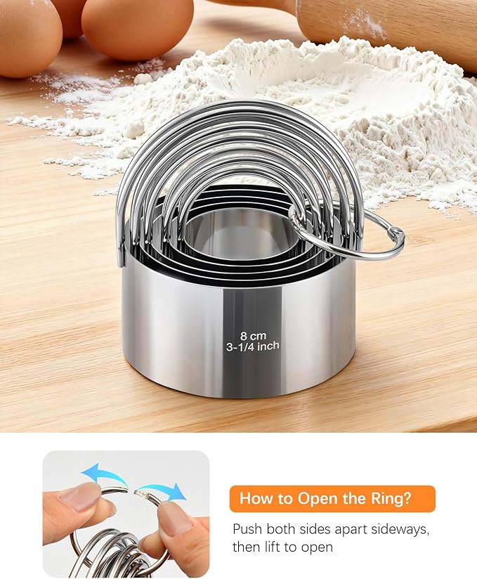Biscuit Cutter Set with Handle, 5 Piece Stainless Steel Round Cookie Cutter Tool
