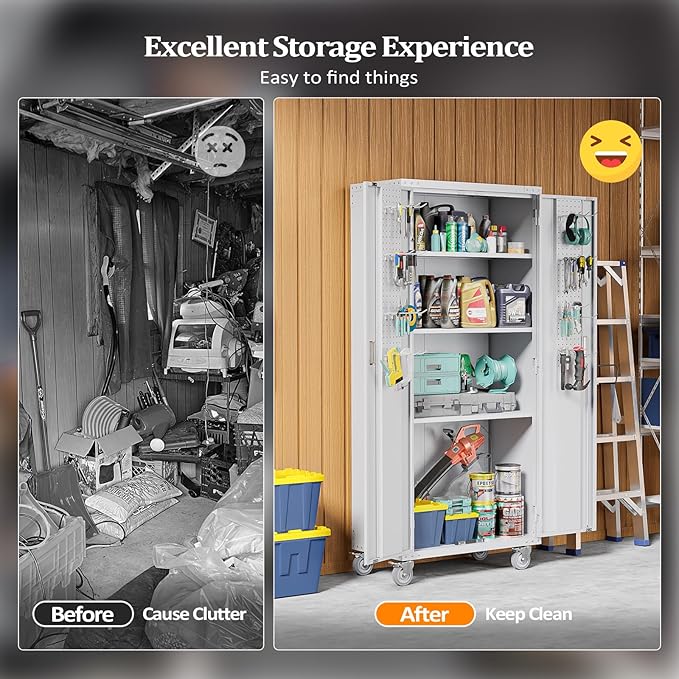 VINGLI 72'' Tall Garage Storage Cabinet, Metal Storage Cabinet