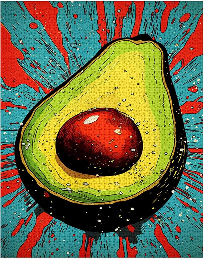 Tucocoo Avocado Jigsaw Puzzles for Adults 1000 Pieces, Fruit Pop Art Style Jigsaw Puzzle 27 x 20 inches Colorful DIY Craft Puzzles for Home Decoration Gifts, Family Puzzle Perfect for Game Nights