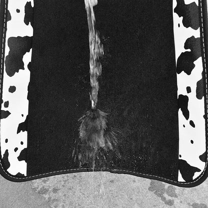CAR PASS Waterproof Universal 3Pcs Car Floor Mats, Cow Print Car Mats Fit for SUV,Vans,sedans, Trucks,Set of Vehicles Car Carpet with Driver Heel Pad and Nibs Backing, Cute Women Girly (Black White)