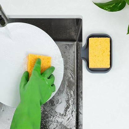 Zulay Kitchen Small Silicone Sponge Holder – Space-Saving Sink Organizer Tray