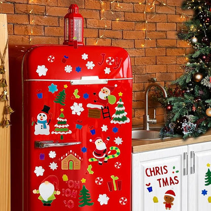 6 Sheet Christmas Window Clings Gel,Snowman,Gingerbread Man,Christmas Tree, Santa Claus, Snowflakes, Christmas Stickers for Glass Windows, Window Clings Christmas Decorations