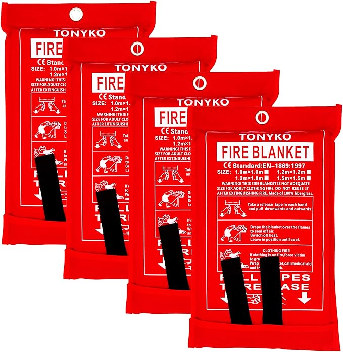 TONYKO Emergency Fire Blankets, Flame Retardant Protection and Heat Insulation Designed for Kitchen,Fireplace,Grill,Car,Camping
