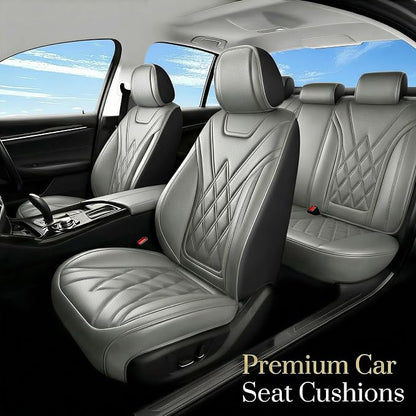 Fit Santa Fe Car Seat Covers for Hyundai Santa Fe 2009-2025 2026 - Luxury Leather, Anti-Slip, All-Weather Seat Cushions, Waterproof & Breathable, Airbag Compatible, Full 5-Seat Set (Gray)