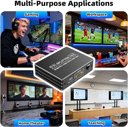 HDMI 2.1 Splitter 1 in 2 Out 4K 120Hz