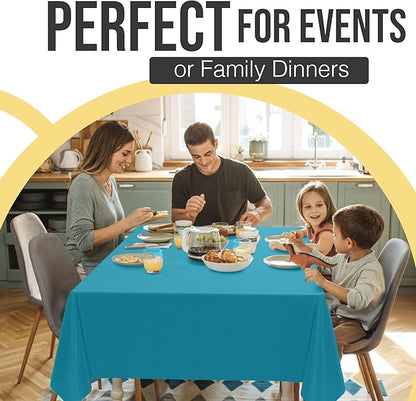 Exquisite 66% Thicker Premium Plastic Table Cloth Rectangle Table Cover 0.5 Mil 12 Pack Turquoise Table Cloth 54 Inch x 108 Inch Disposable Tablecloth Won't Tear Easily Like Cheap Thin Brands