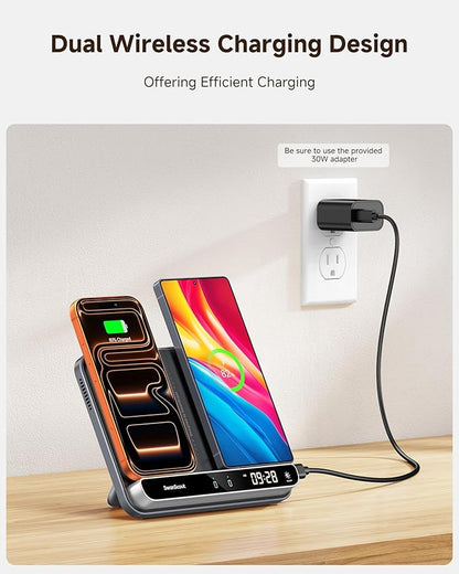 Dual Wireless Charger Stand, SwanScout 504, Foldable Wireless Charging Station