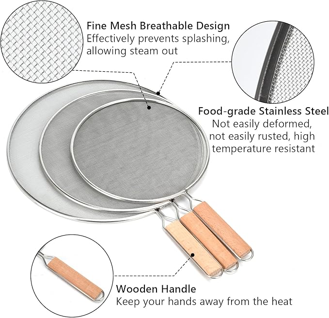 3 Pieces Grease Splatter Screen