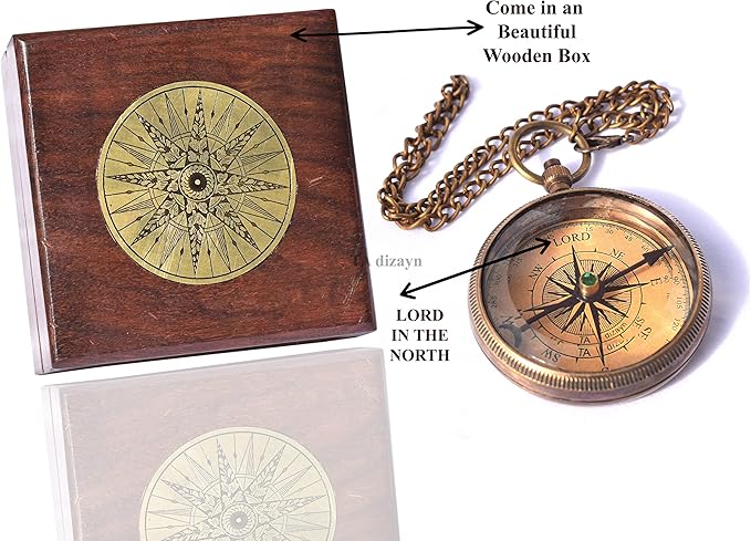 Trust in The Lord With All Your Heart - Proverbs 3:5-6 Quote Engraved Compass With Wooden Box, Greeting Card, Gift Compass, Graduation Day Gifts 2024 for Women Men Boys Girls