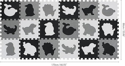 qqpp EVA 18 Tiles Baby Play Mat for Playing, Interlocking Foam Floor Mats for Tummy Time & Crawling, Flooring Tiles with Animals Puzzle for Kids. QP-51(ADL) b18N