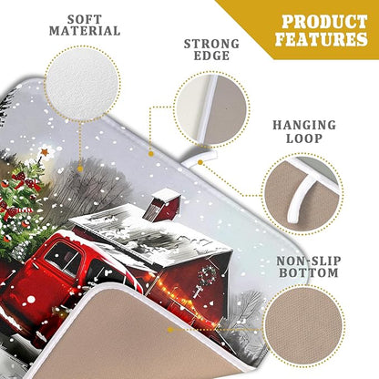 Red Truck Christmas Dish Drying Mat