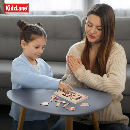 Kidzlane Wooden My Body Puzzle for Toddler - 5-Layer Girl Anatomy Puzzle - Real Wood - Multicolor - Educational Human Body Toy for Kids - BPA Free - Educational Toys