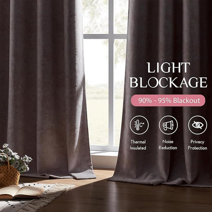 Beauoop Pink Floral Jacquard Blackout Curtains 72 Inches Long 2 Panels