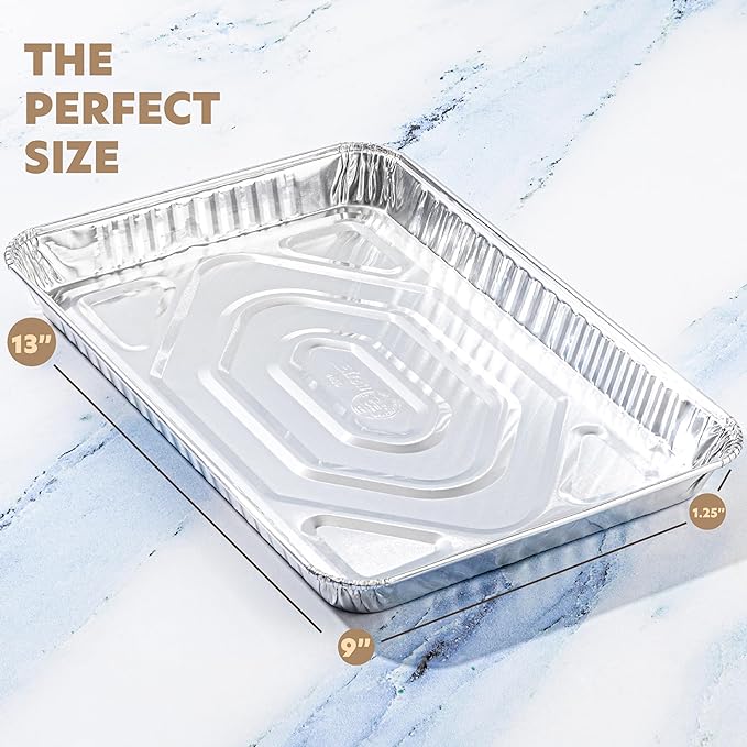 PLASTICPRO Aluminum Pans 5 Pack Disposable Cookie Sheets 9'' x 13'' Baking Pans