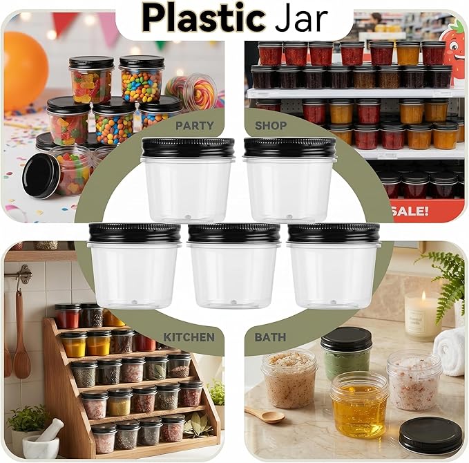 novelinks 4 oz Small Plastic Jars
