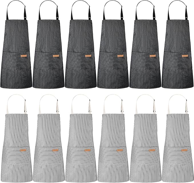 Handepo 12 Pcs Cotton Aprons for Women Men