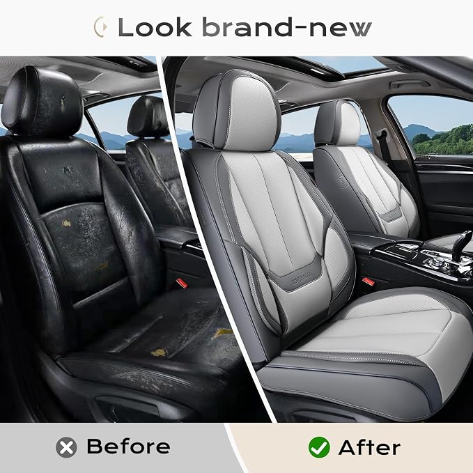 Coverado Seat Covers, Car Seat Covers Front Seats, Car Seat Cover, Car Seat Protector Waterproof, Car Seat Cushion Nappa Leather, Seat Covers Carseat Cover Universal Fit for Most Cars