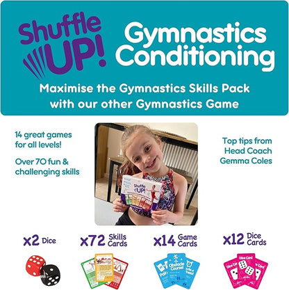 Shuffle Up Gymnastics Games Skills Pack - Family Games with 22 New Fun & Active Skills Cards for Kids, Gymnastics Equipment for Kids, Gymnastics Gifts for Girls & Boys