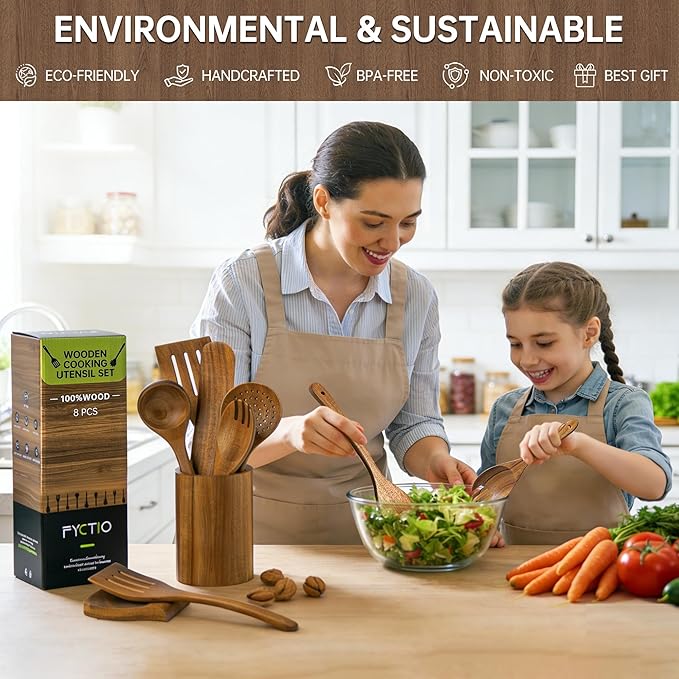 Wooden Utensil Set 8 Pcs