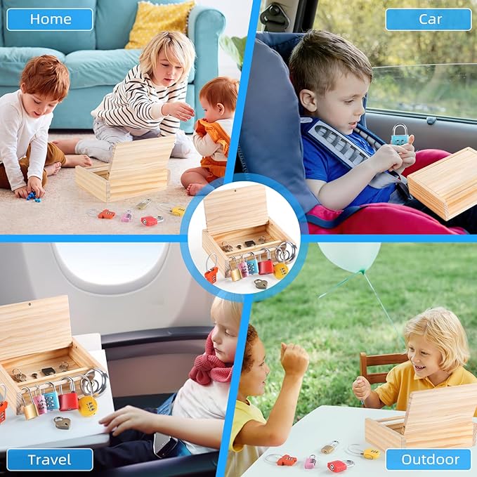 Montessori Toys for 3 4 5 Year Old,Montessori Lock and Key Toy Set,Wooden Montessori Materials,Kids Tool Set,Preschool Learning Sensory - Fine Motor Skills - STEM Toys