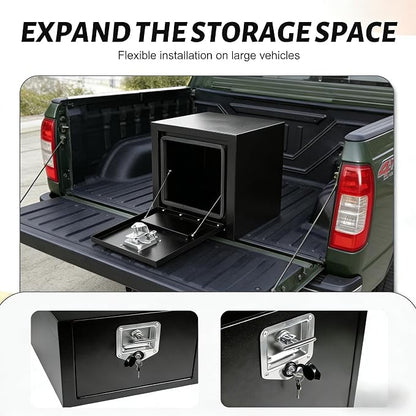 24" Underbody Truck Tool Box, Heavy Duty Steel Underbody Toolbox with T-Handle Lock & Weatherproof Seal, Lockable Truck Trailer Tool Box for Pickup, Flatbed, RV, Van, Utility Vehicles - 24 x 12 x 14