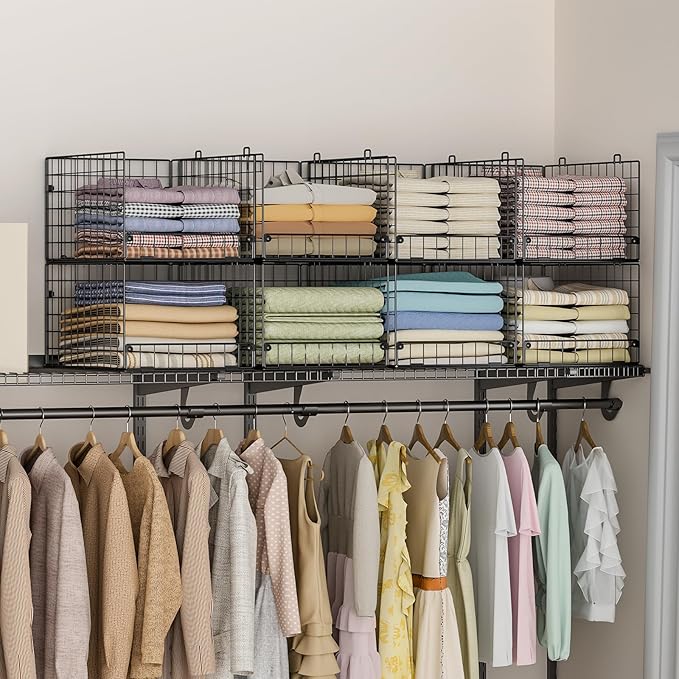 4-Tier Stackable Closet Organizers and Storage Shelves, Foldable Closet Shelf