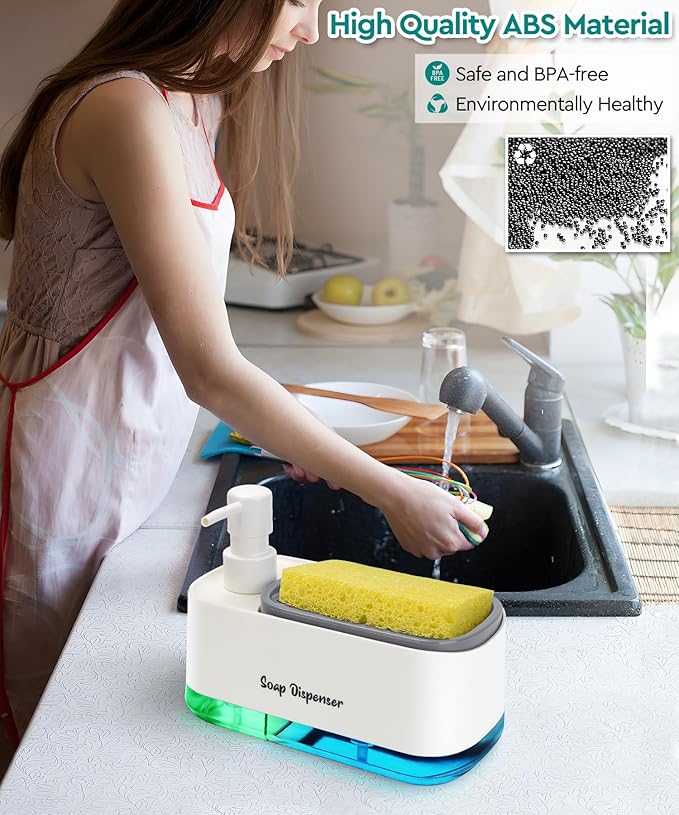 Kitchen Dish Soap Dispenser Set，Dish and Hand Soap Dispenser