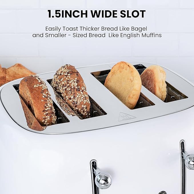 Roter Mond 4 Slice Toaster Retro Stainless Steel
