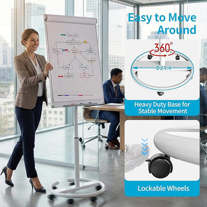 Mobile Dry Erase Board on Wheels 40 x 28 Inch-Magnetic Whiteboard Easel