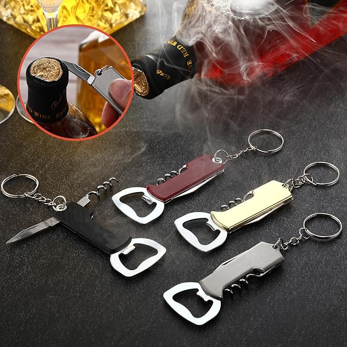 Ziliny 24 Pcs Bottle Opener Keychain Bulk Wine Bottle Beer Opener Keychain