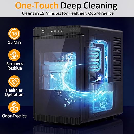 Sunvivi Clear Ice Maker, Compact Countertop Ice Machine, Fast 10-Min Ice