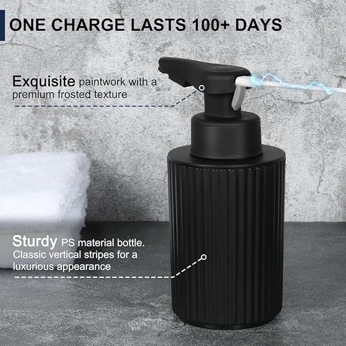 Automatic Soap Dispenser Foaming Touchless: 9oz Black Plastic