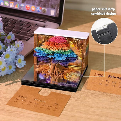3d Calendar 2026,Hand Tear DIY Art 3d Calendar,Perfect Combination Of Artistic And Practical Design With Lights,Suitable For Note Taking,Decorative Ornaments,Holiday Gifts (colorful)