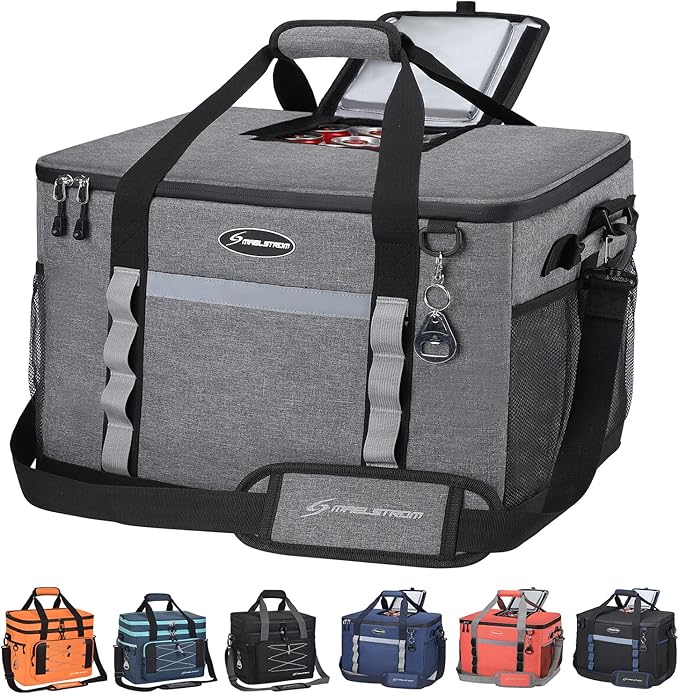 Maelstrom Collapsible Soft Cooler Bag, 24/30/60/75 Cans Beach Cooler, Ice Chest, Leakproof & Portable for Beach, Camping, Road Trips & Grocery Shopping