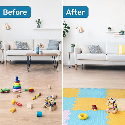 Enovoe Interlocking Foam Tiles – Baby Play Puzzle Pads for Toddlers – Soft 12"x12" Play Surface – Puzzle Piece Design – Safe and Cushioned Mat Set for Kids’ Activities and Floor Protection